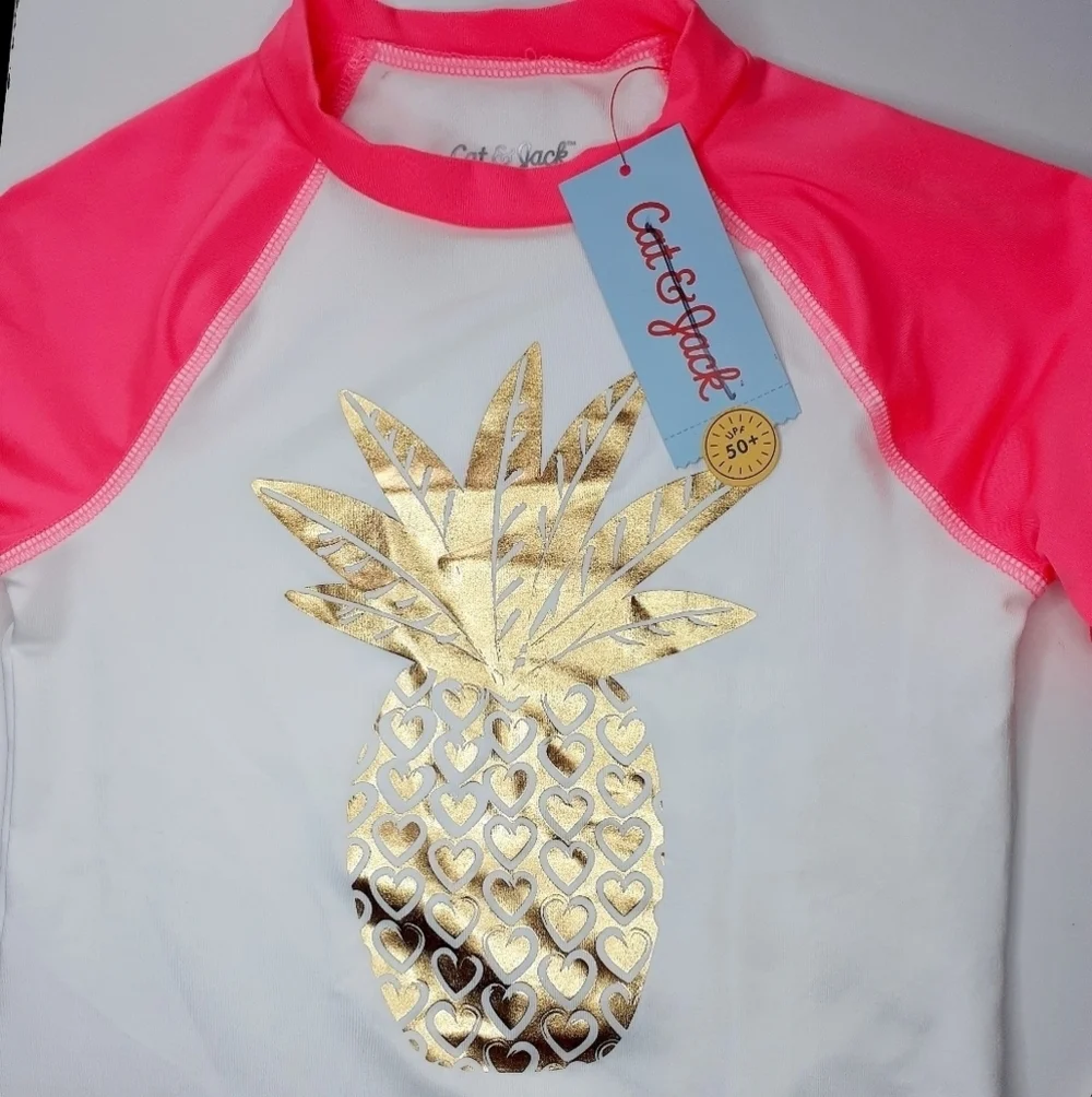 Cat & Jack Girls Pineapple 50+ SPF Swim Shirt